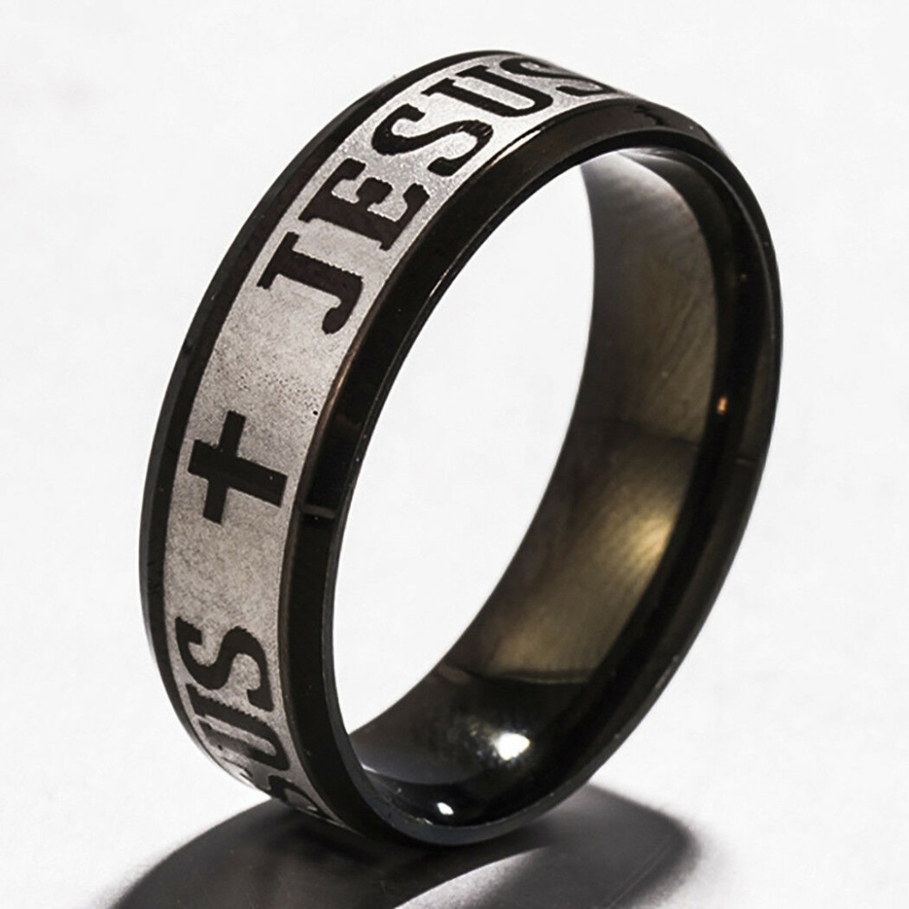 8mm Jesus Cross Prayer Band Stainless Steel - Picture 1 of 3